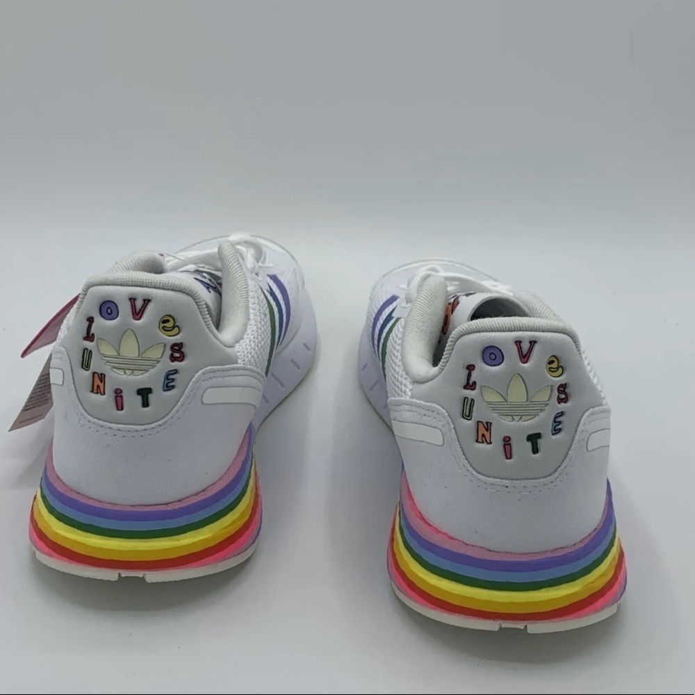 New Adidas Originals ZX 1K Boost Pride Shoes Sneakers (GW2418) - White Size 9 - Picture 4 of 6